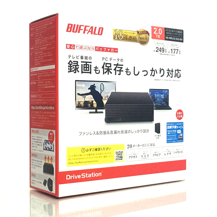 BUFFALO 外付けハードディスク 2TB   カラー:ブラック [HD-NRLD2.0U3-BA]の商品詳細 中古PCのデジタルドラゴン