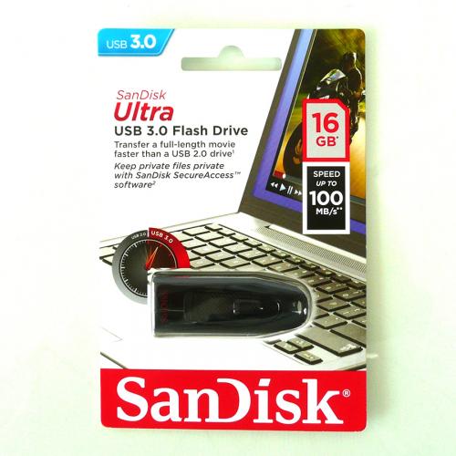 【USB3.0対応】フラッシュメモリー 16GB　キャップレススライド式 SanDisk Ultra